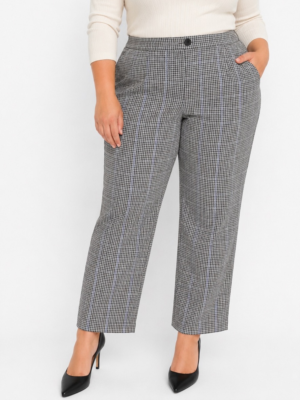 Penningtons Houndstooth Dress Pants Sz 26 High Rise Straight Leg Career Stretch